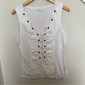 Pilcro & the Letterpress | White ruffle and button sleeveless top